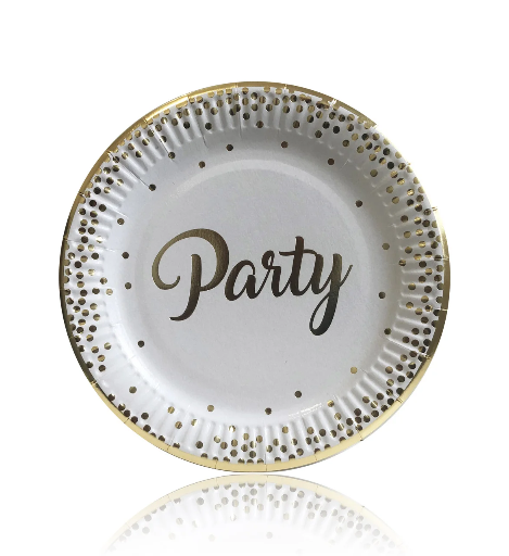 

Тарелки праздничные бумажные одноразовые " Золотой Party " 18 см 10 шт