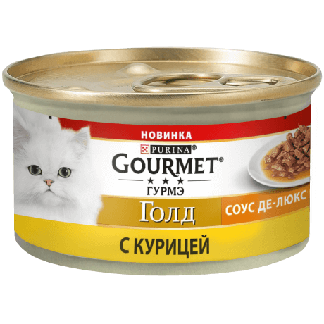 

Влажный корм для кошек Purina Gourmet Gold Соус Де-Люкс с курицей 85г.