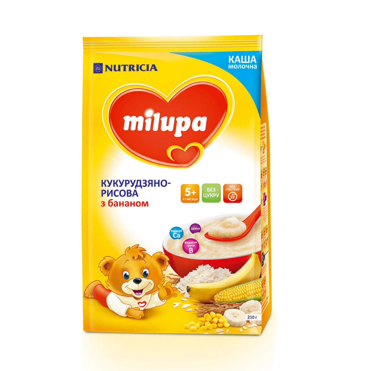 

Каша молочна Milupa Рисова з бананом, 5+, 210г