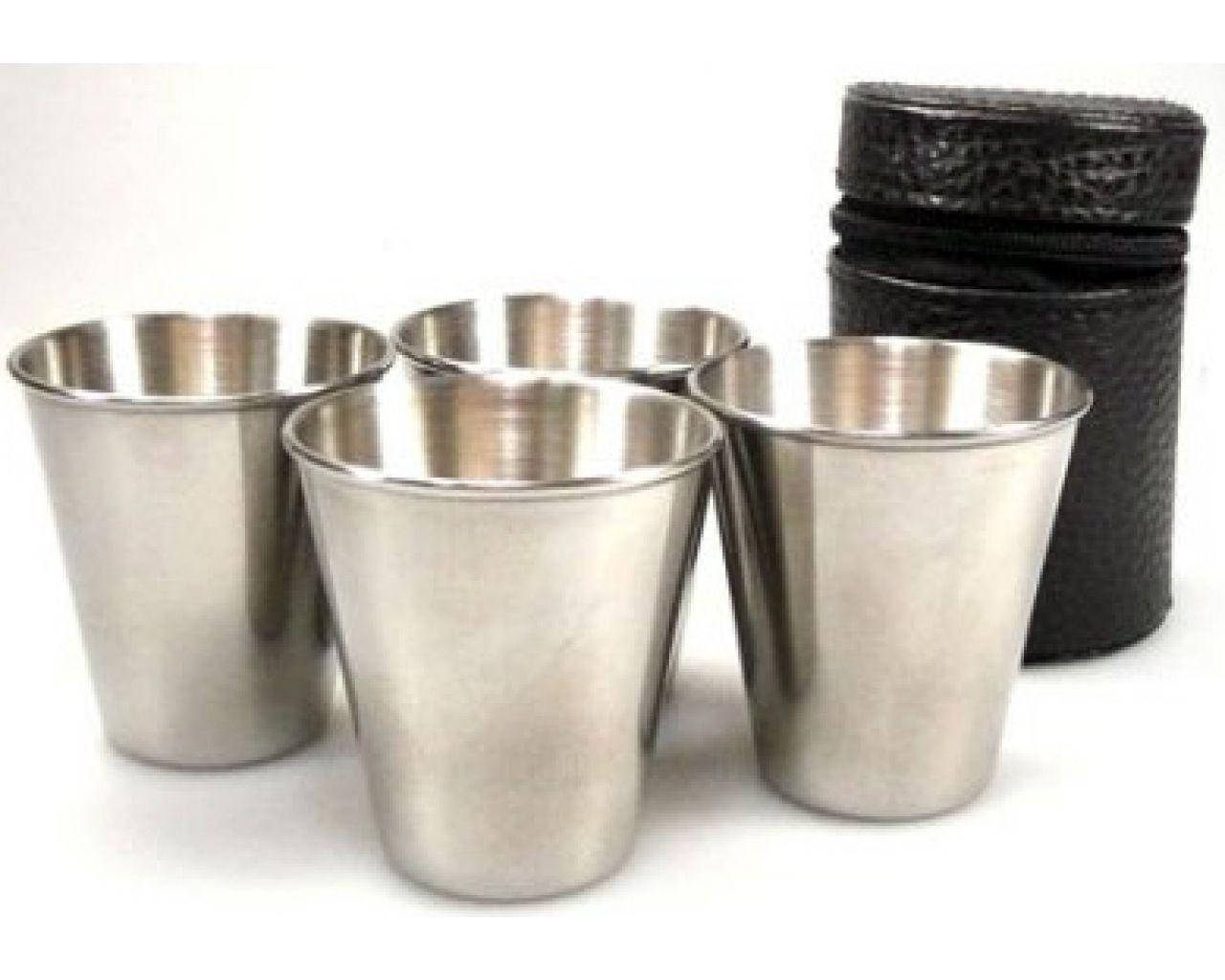 

Набор стопок для водки нержавейка походные в чехле (4 шт)