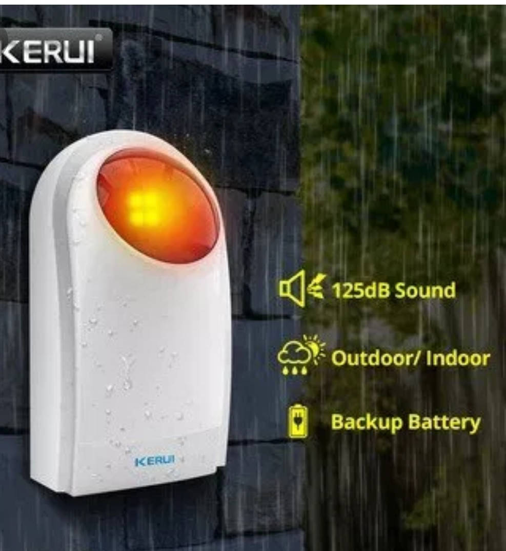 

Беспроводная наружная сирена для улицы Kerui керуи J008 433MHz стробоскоп звук для сигнализации gsm