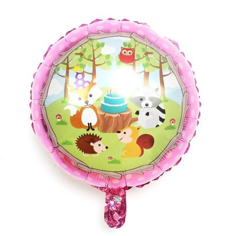 

Фольгированный шар круг Лесные звершуки розовый 18" Китай