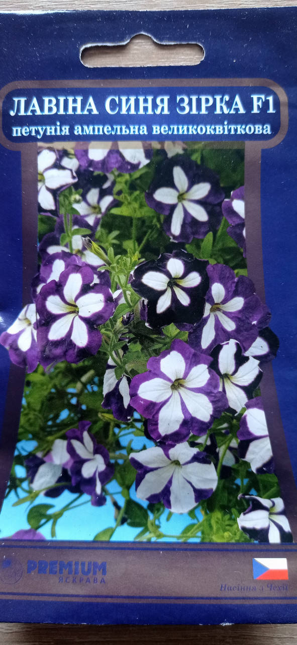 

Петунія ампельна Лавина Синя Зірка F1 10 шт Яскрава, Синий