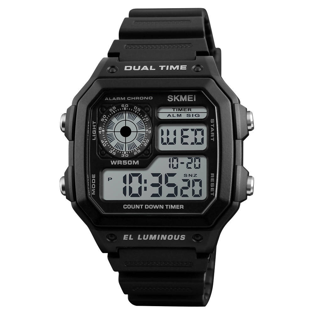 

Skmei 1299 черные мужские спортивные часы