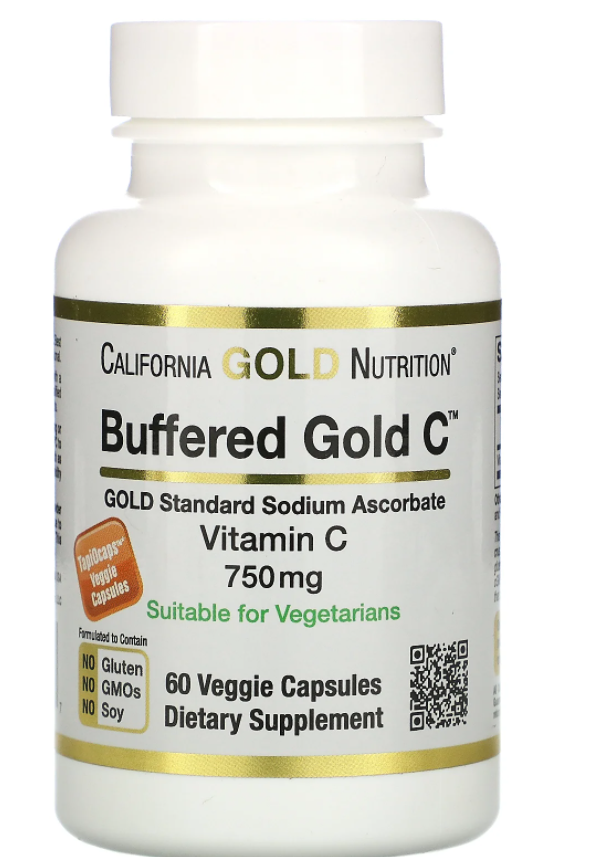 

California Gold Nutrition, буферизованный витамин C в капсулах, 750 мг, 60 растительных капсул