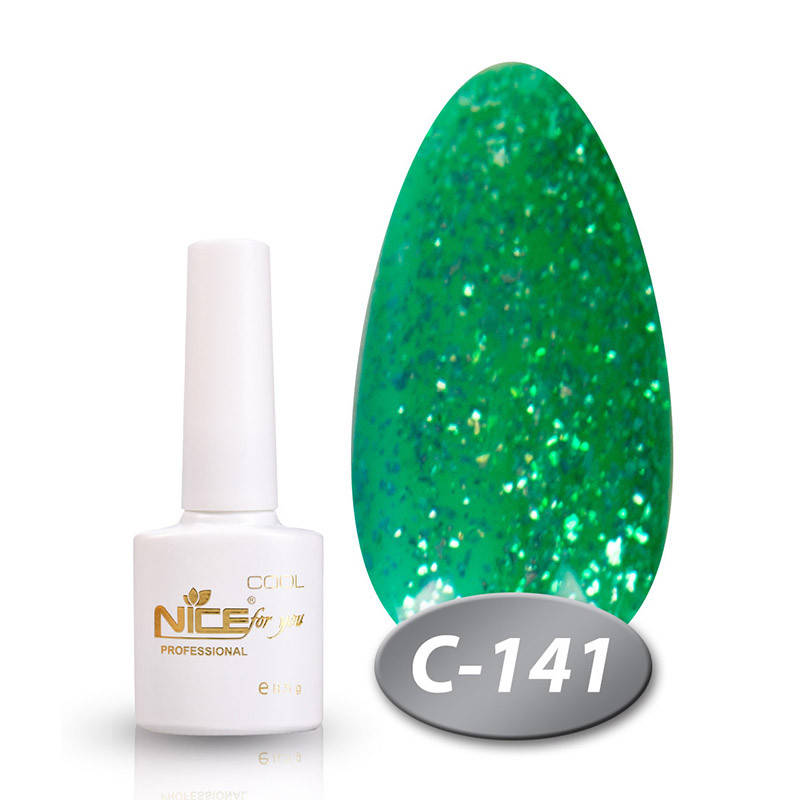 

Гель-лак Nice for you Cool C-141 изумрудный с глиттером 8,5 мл