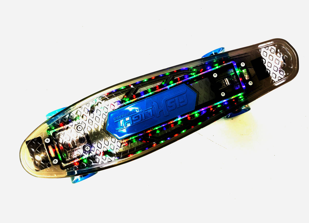 

Скейт Пенни Борд Penny Fish Skateboard Черный цвет Музыкальная и светящаяся дека