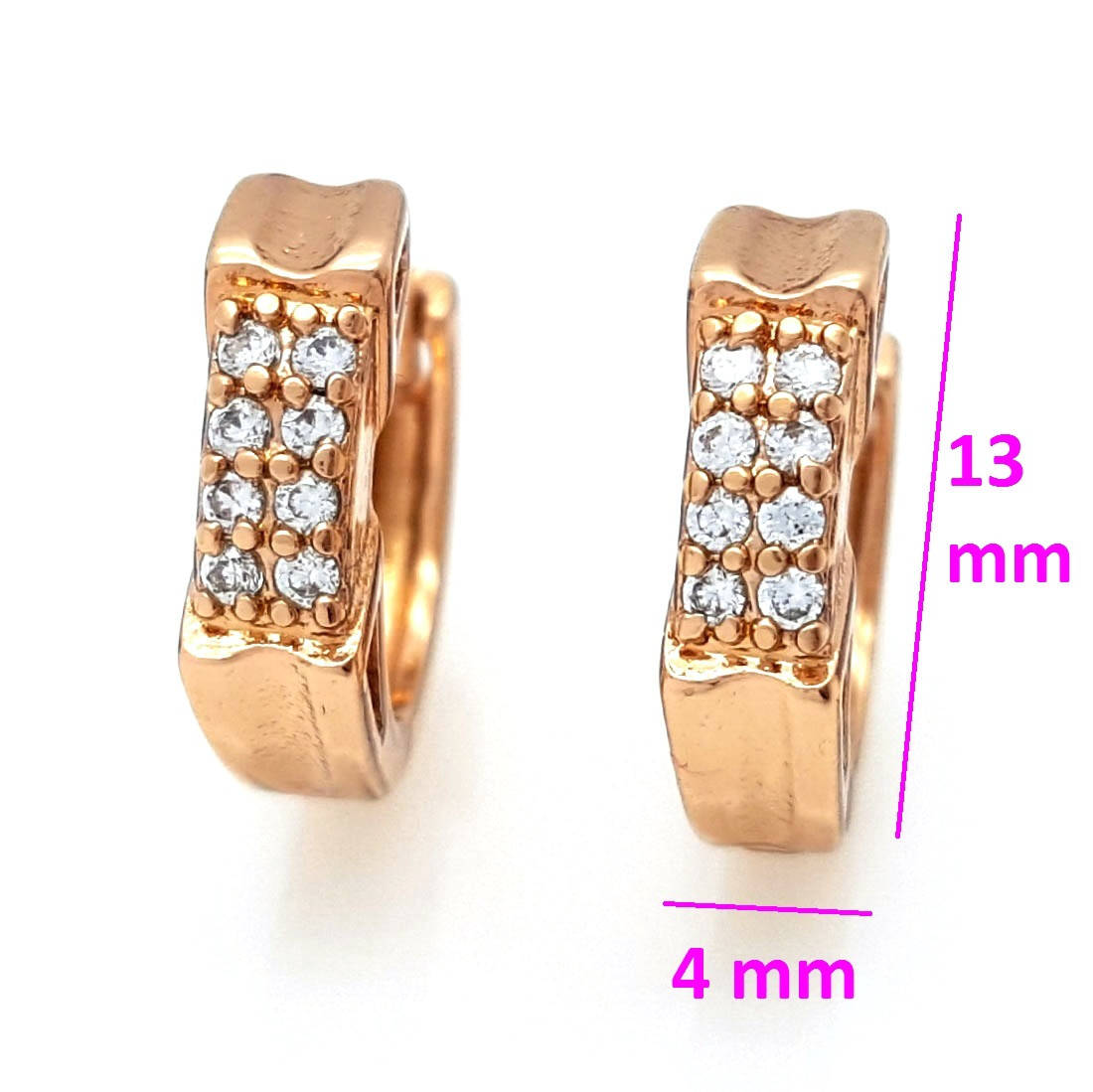 

Серьги позолота, Классика с камешками, Xuping, 14К