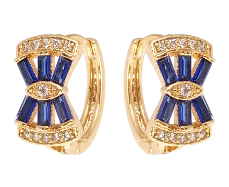 

Серьги Xuping Позолота 18K колечки "Орнамент из синих фианитов"
