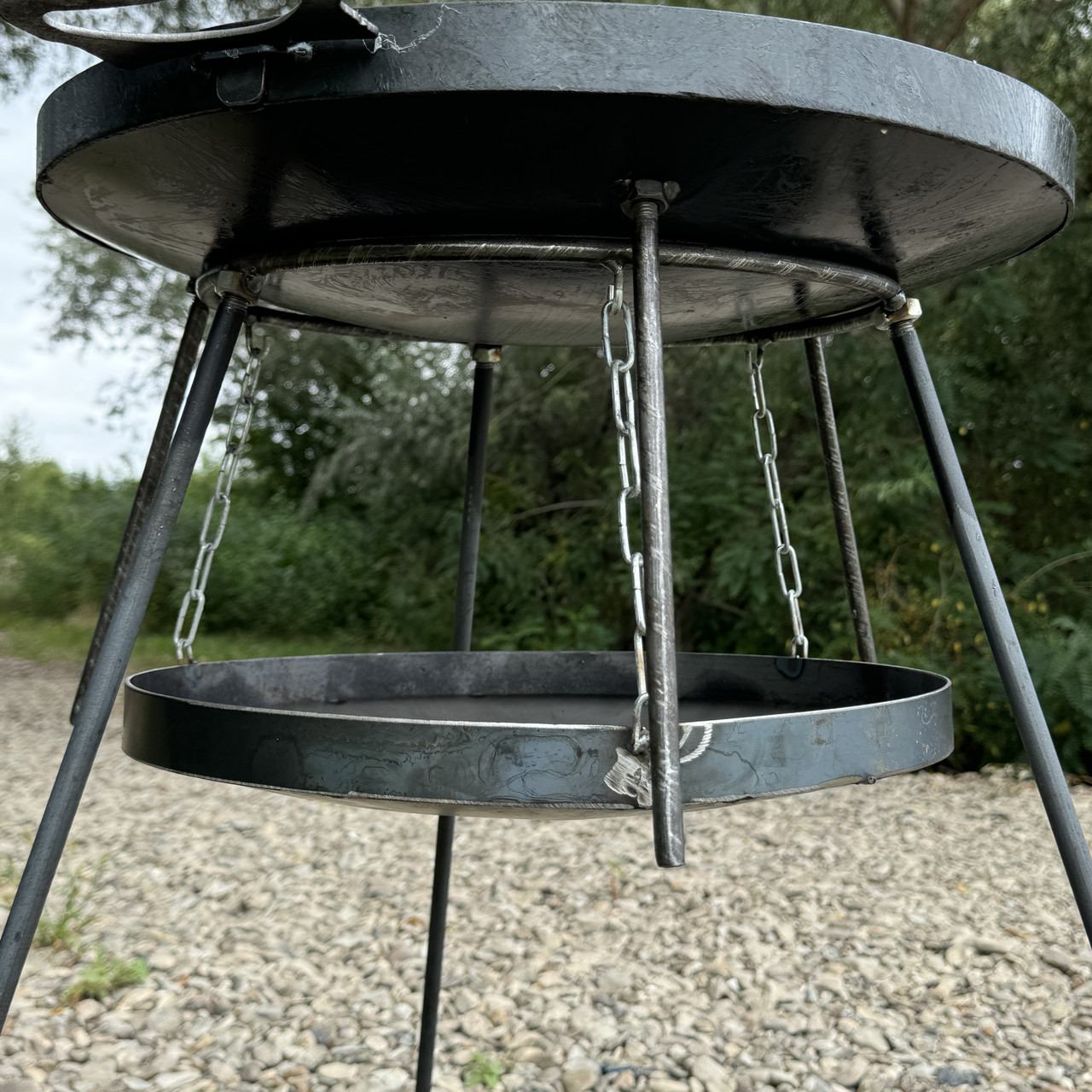 Сковорода з диска 50 см із кришкою нержавійкою та підставкою для вогню на цільних ногах 1м 