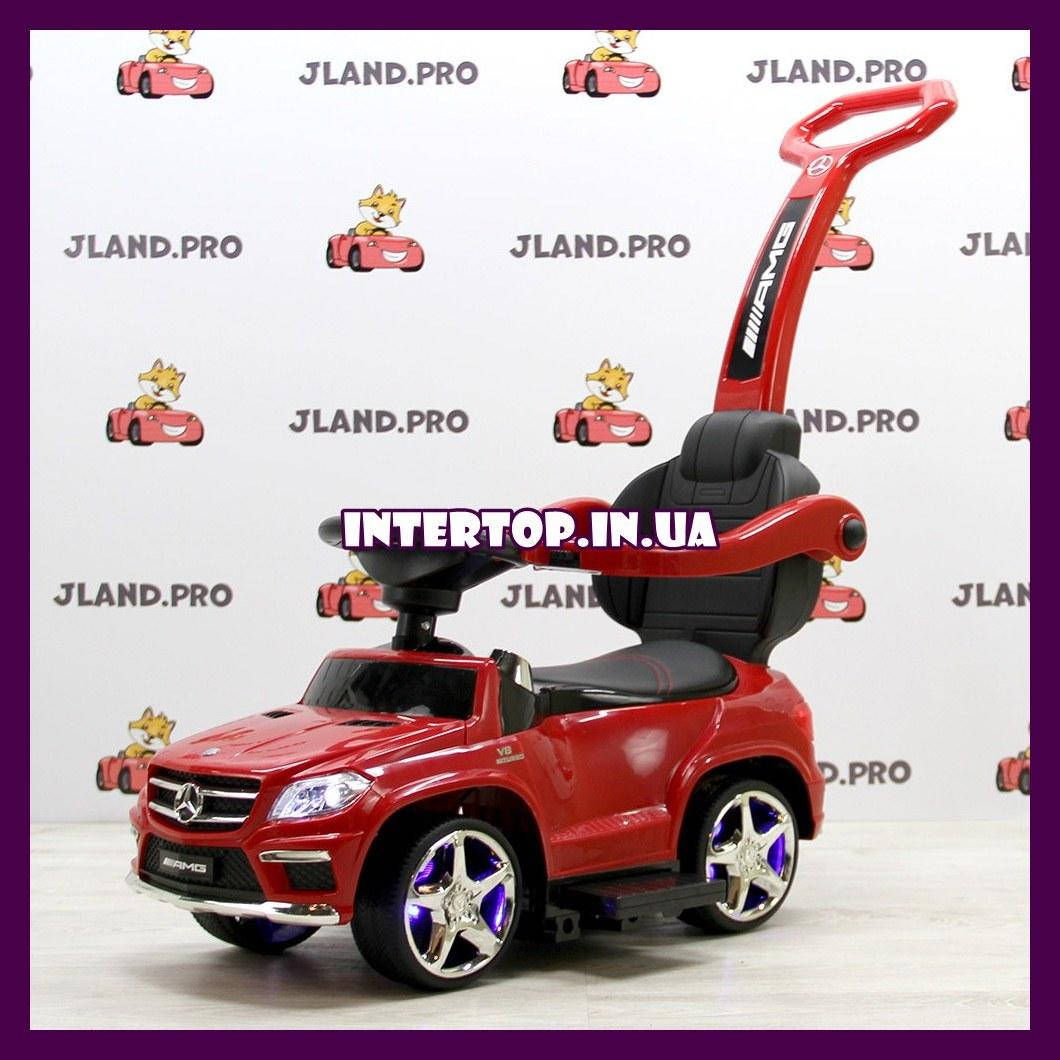 

Детская каталка-толокар BAMBI Mercedes с родительской ручкой на аккумуляторе 3 в 1 3186 красный