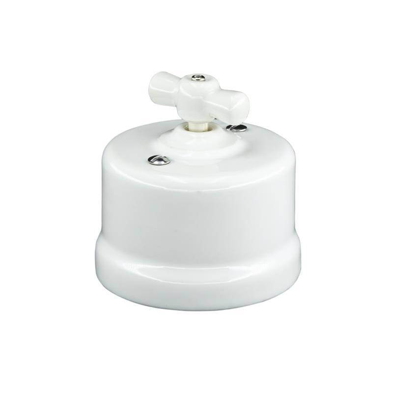 

Ретро выключатель керамический белый проходной