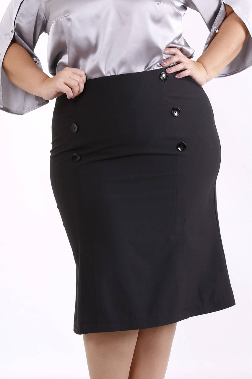 

Черная юбка женская классическая большого размера 42-74. 01708-2 70, Черный