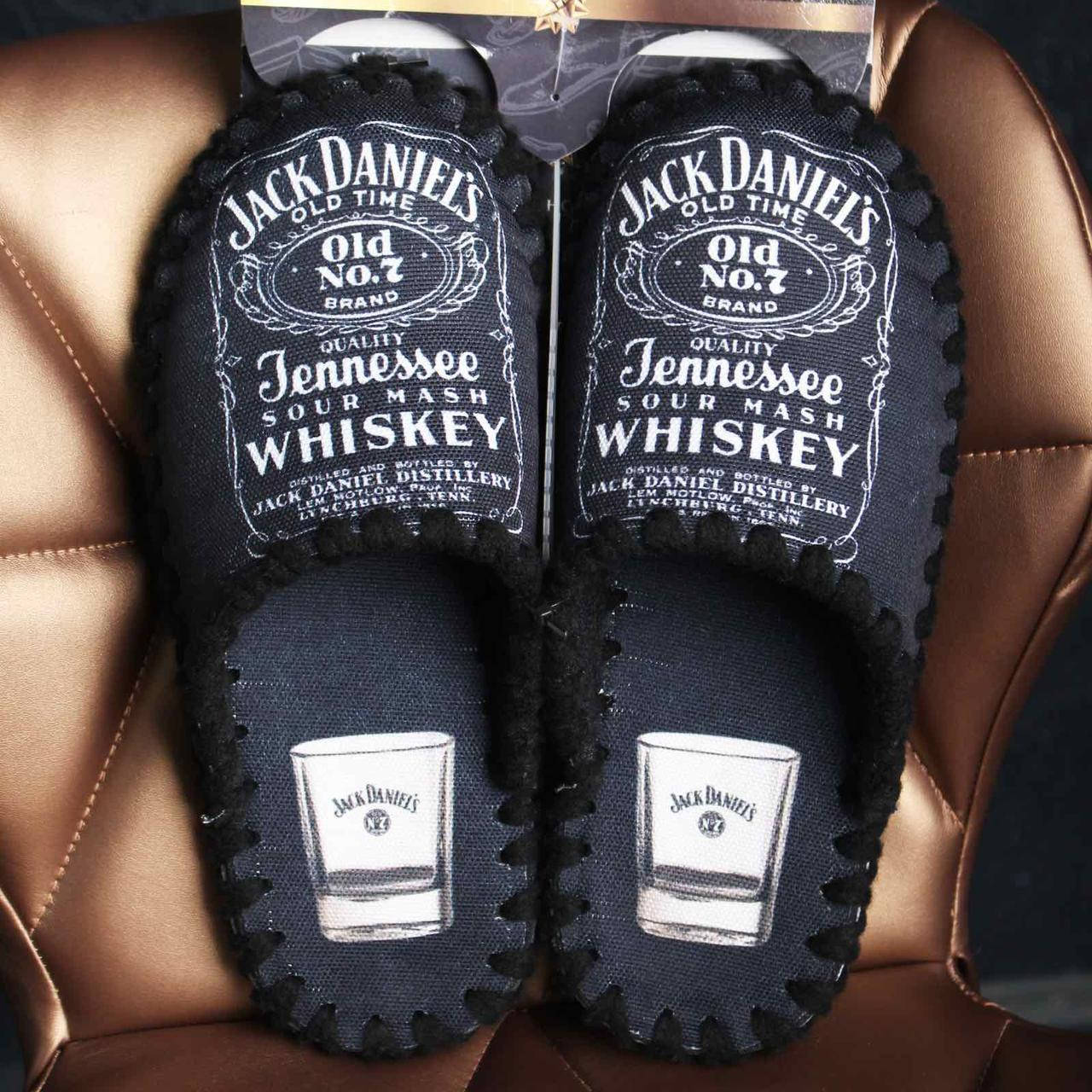

Мужские фетровые домашние тапочки, комнатные тапочки тапки ручной работы «Jack Daniels» (Джек Дениелс)