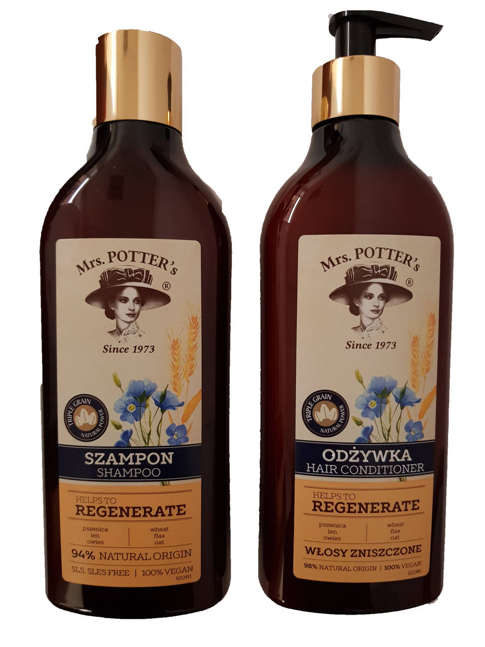 

Шампунь и кондиционер для восстановления волос Mrs Potter's Regenerate "Сила Трех Зерен" 390 мл