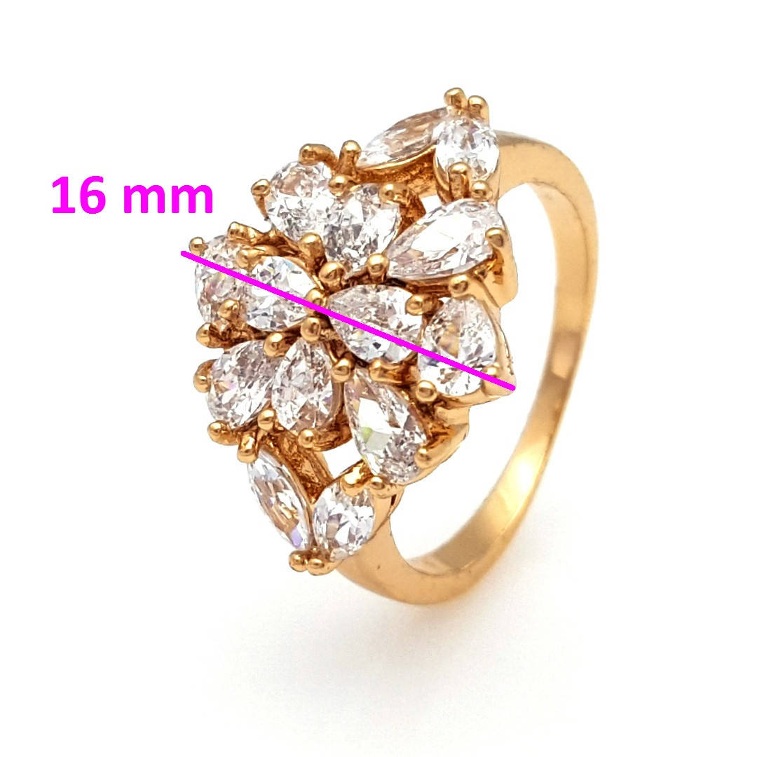 

Кольцо Моссивное, с россыпью камней, p. 17,5, медицинское золото Xuping, 18К