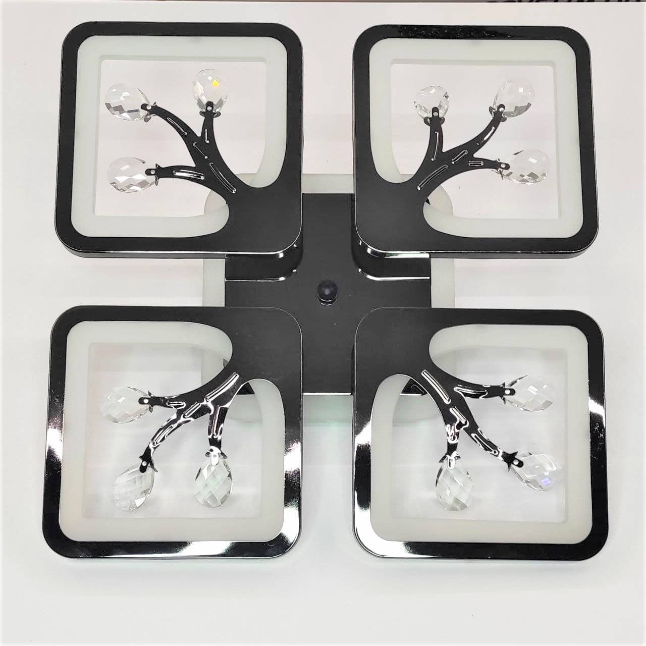 

Потолочная люстра квадраты диодная пульт подсветка цвет черный хром 80W Диаша S8157/4BHR LED 3color dimmer