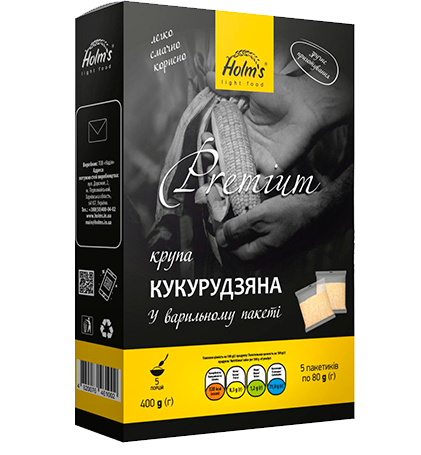 

Крупа кукурузная ТМ «Holm’s» — варочный пакет в картонной упаковке 400 г