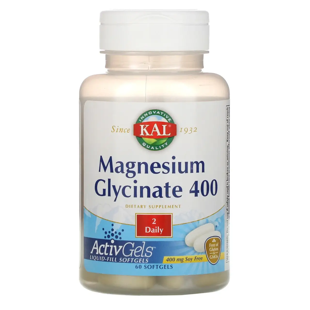 

Магний глицинат, Magnesium Glycinate, KAL, 400 мг, 60 кап. (CAL-40114)