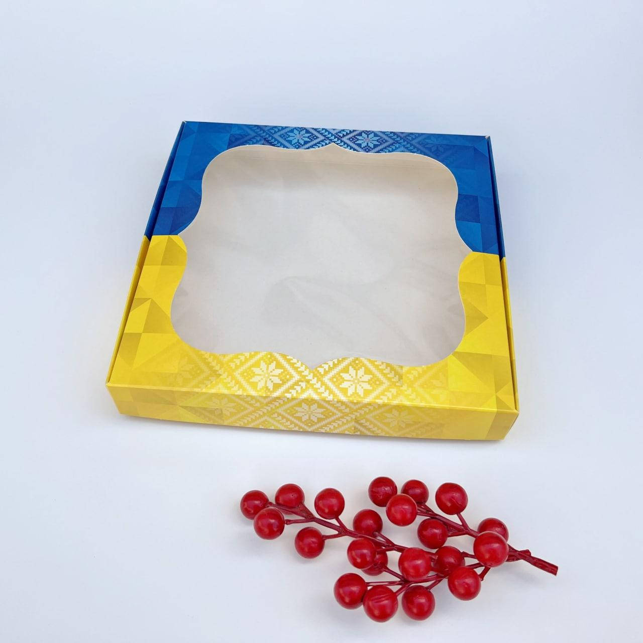 

Коробка для подарка, 200*200*30 мм, с окном, "Узор", Белый