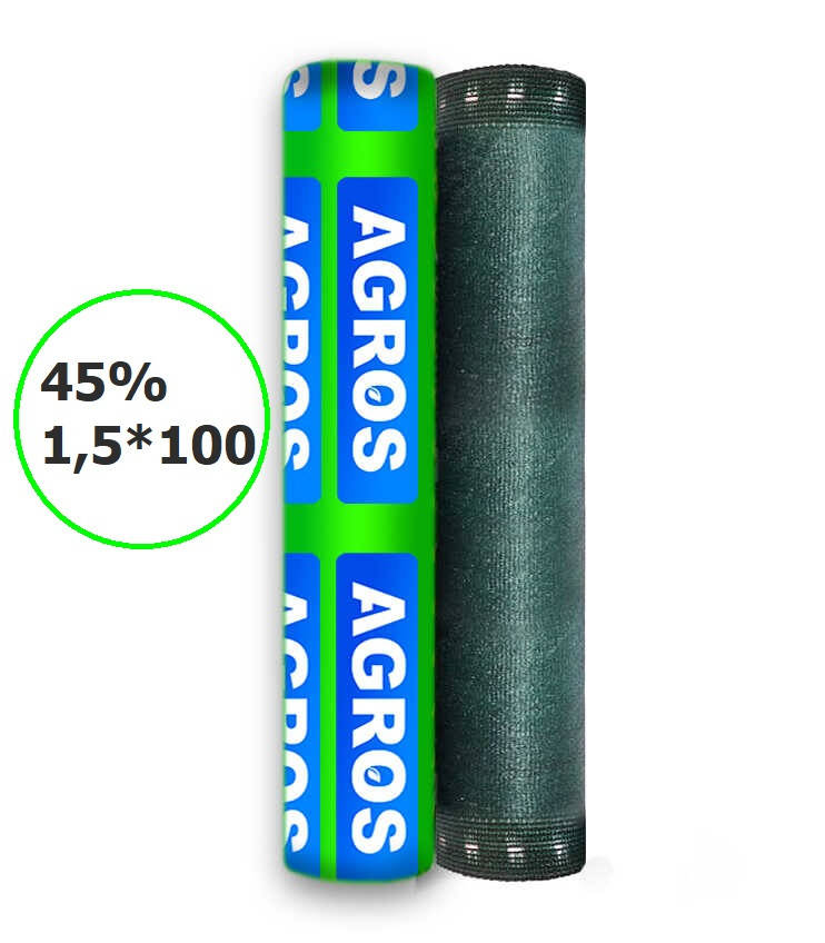 

Затеняющая сетка 45-50% усиленная 1,5*100 “AGROS”, Зелёный