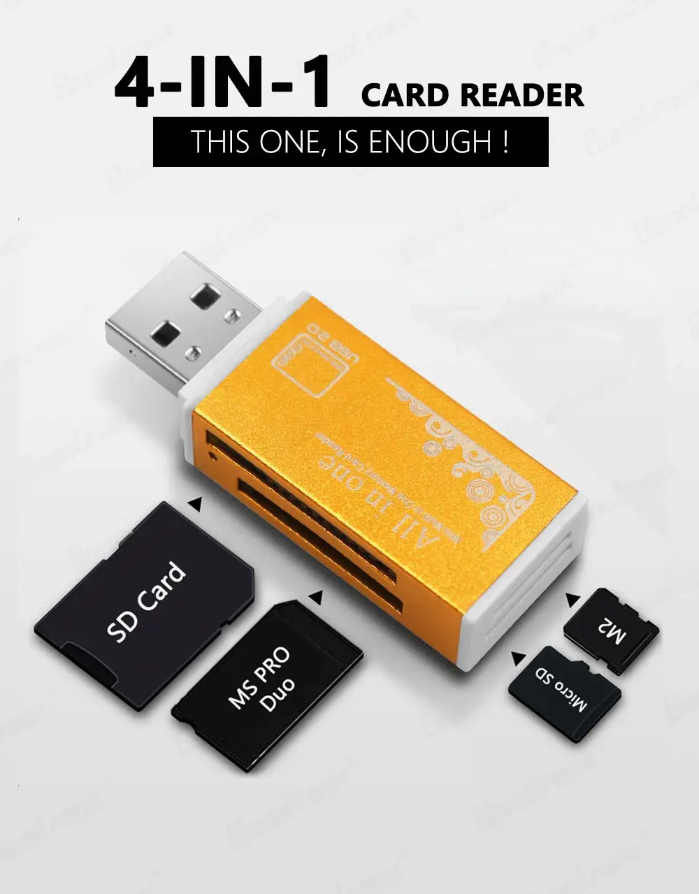 

Кардридер USB2.0 (card reader/writer) 4 в 1 Banoiroox