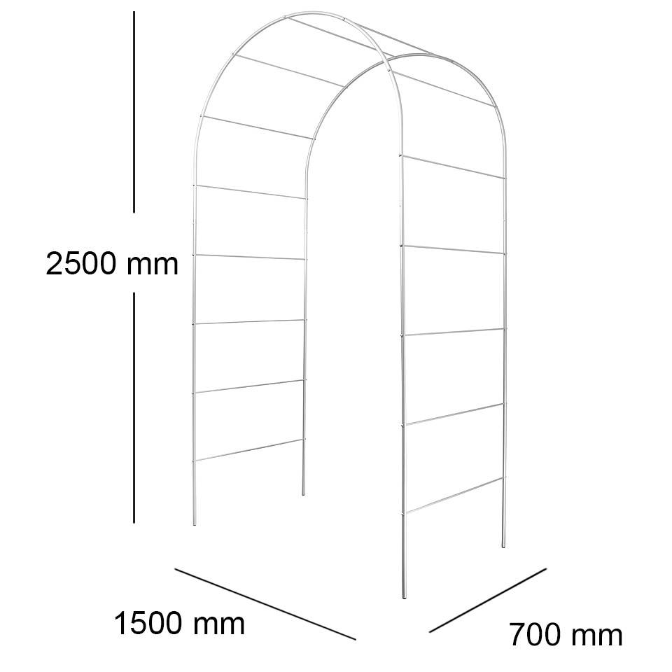 

Опора для растений Арка садовая 2500*1500*700 (D16), Серебристо-серый
