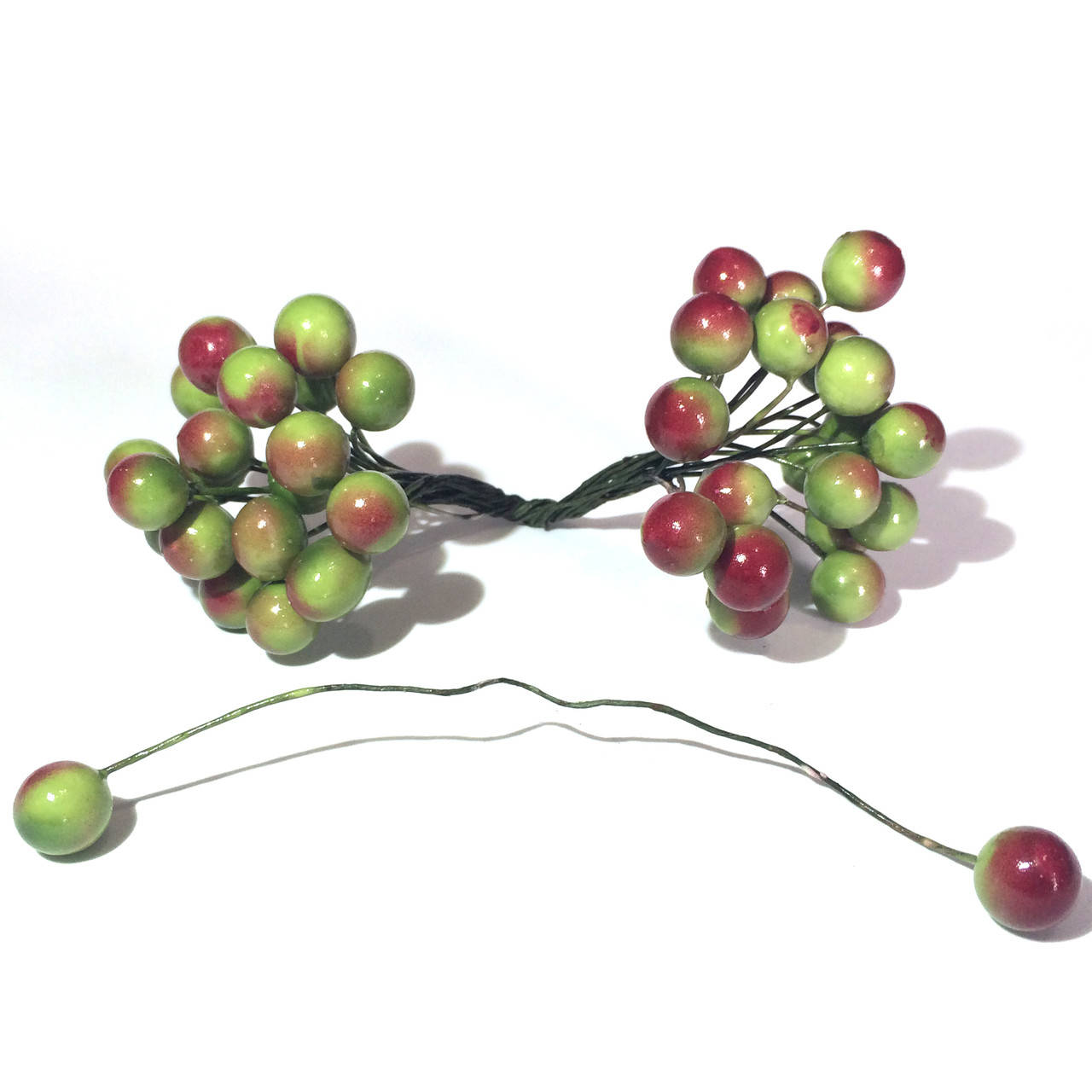 

Ягоды на проволоке Глянцевые 40 шт . Цвет зелено-бордовый