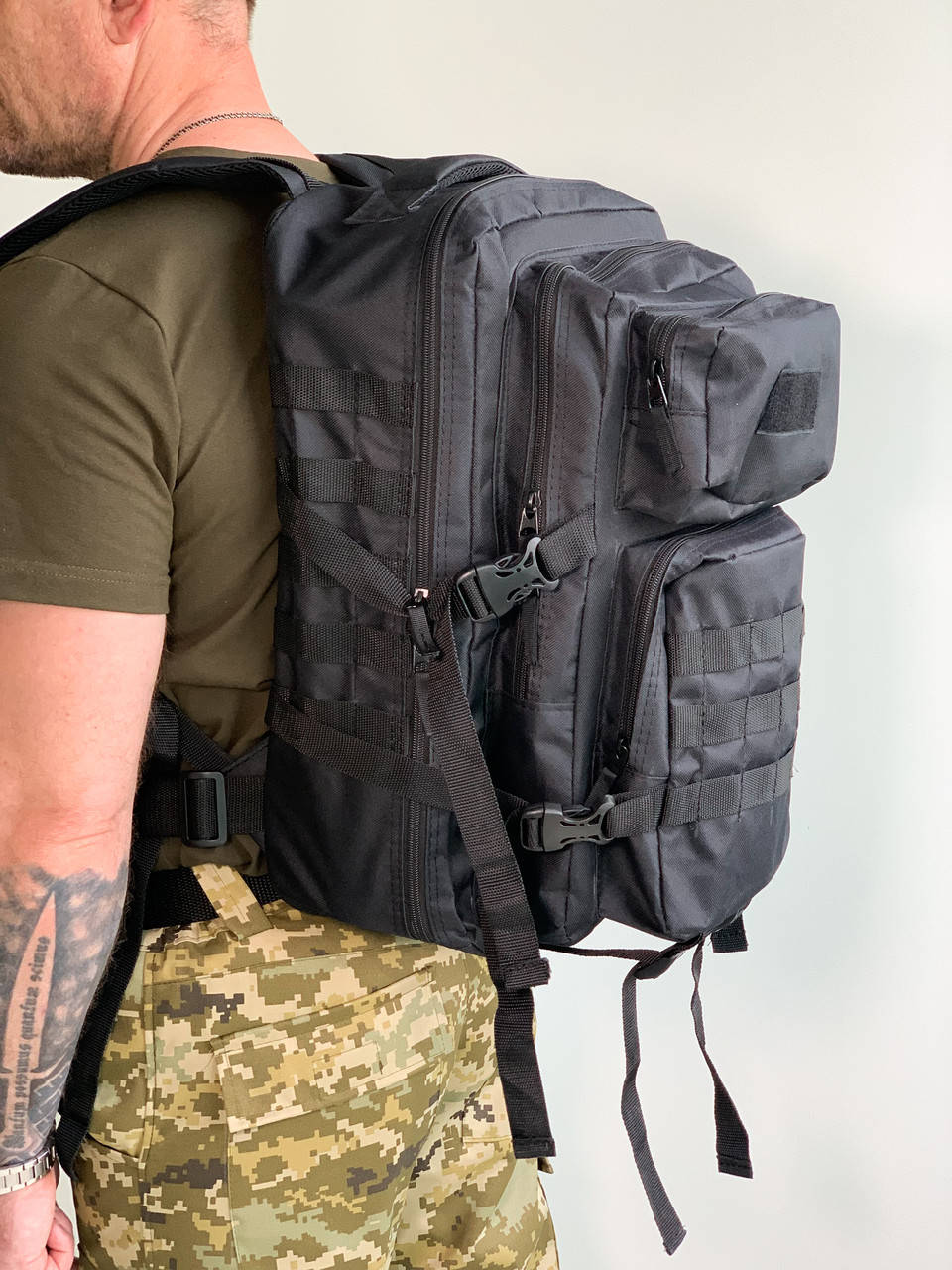 

Рюкзак тактичний військовий на 40 літрів (з molle, колір чорний), Черный