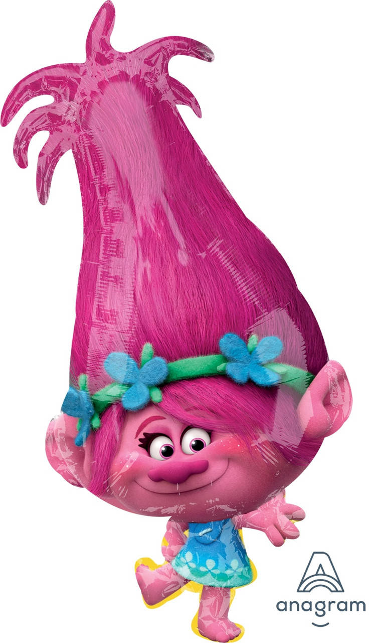 

A 31" Trolls Poppy Balloon. Фольгированный шар фигура Тролли Розочка - В УП, Разные цвета