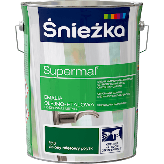 

Краска по металлу ЗЕЛЕНАЯ МЯТА глянцевая Снежка SUPERMAL F510 5л