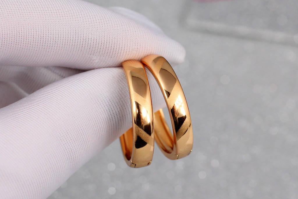 

Серьги Xuping Jewelry кольца с косой насечкой 2.5 см золотистые