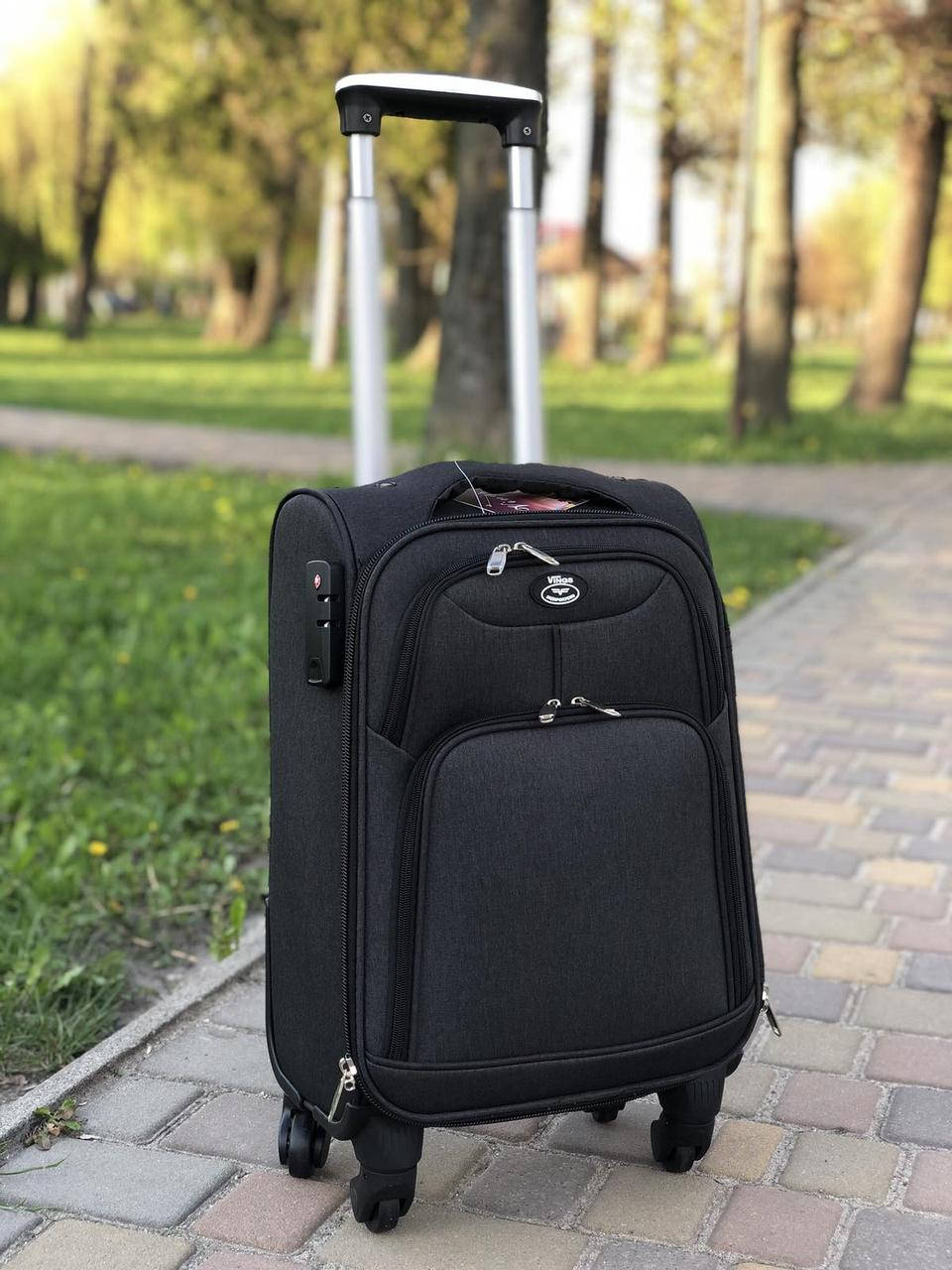 

Чемодан маленький на 4 колесах Vings 7109 Ручная кладь (S) Черный