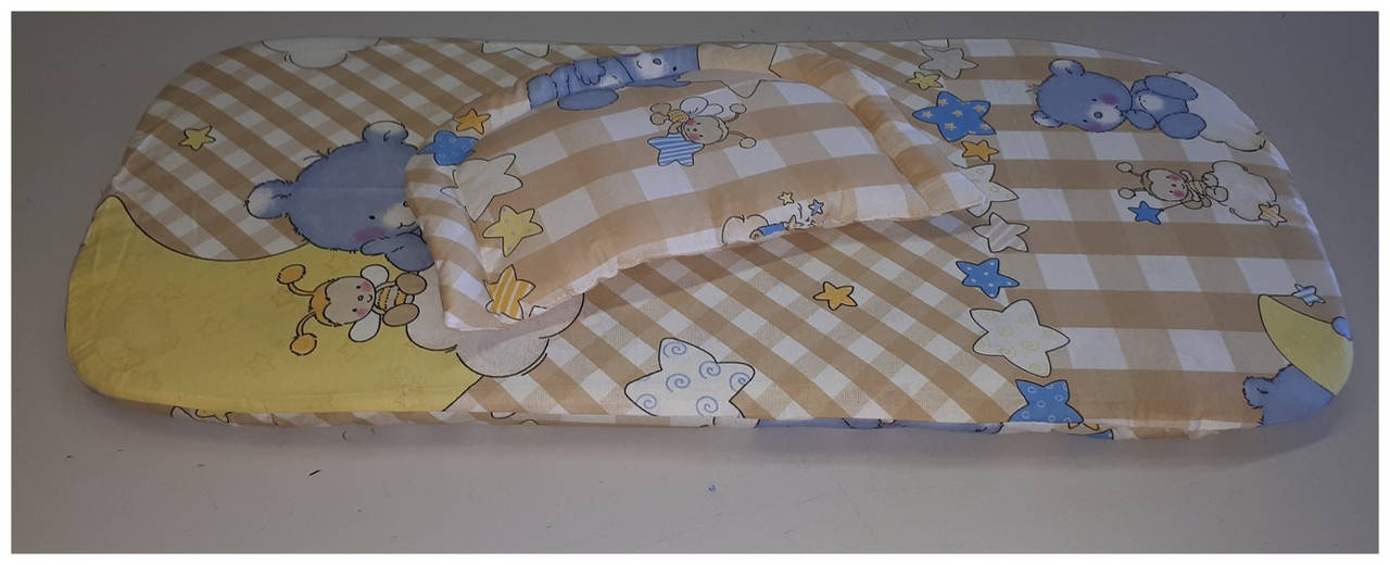 

Матрас в коляску+простыня+подушечка.