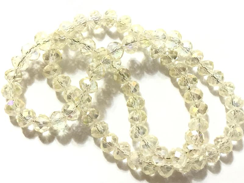 

Бусины на нитке Стекло рондель d=8мм цвет бледно-лимонный с переливом (~72 бусины на на нитке)