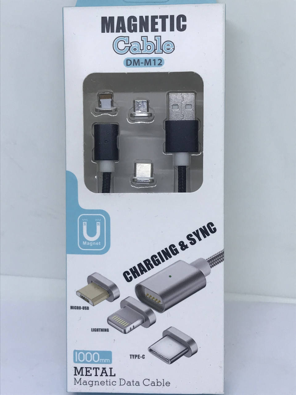 

Магнитный провод Magnetic Cable DM-M12 3 в 1 для андроида и айфона, Черный