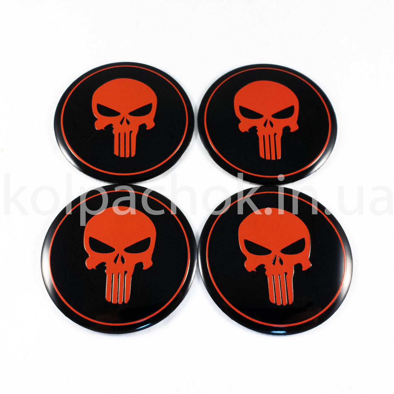 

Наклейки для колпачков на диски The Punisher череп/красный (56мм)