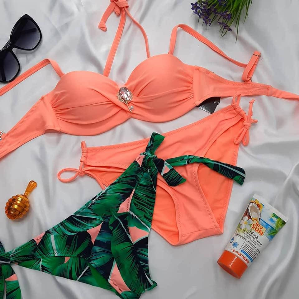 

Женский купальник раздельный персиковый M