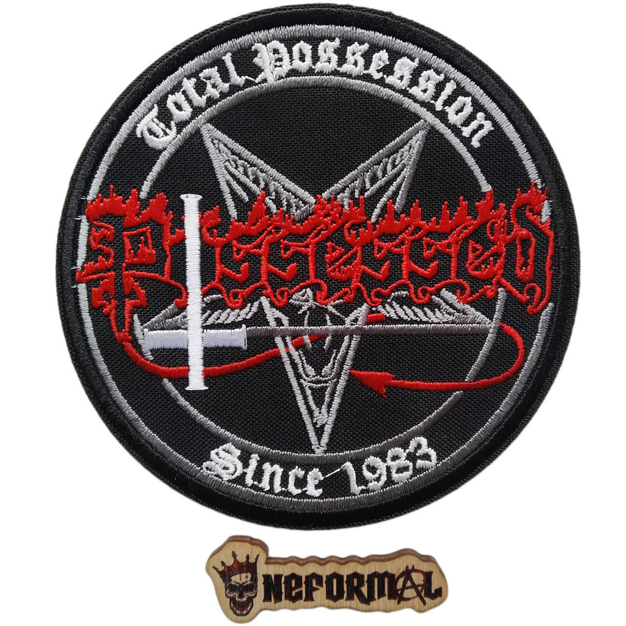 

Нашивка Possessed с бафометом 10.5 см. (черная), Черный