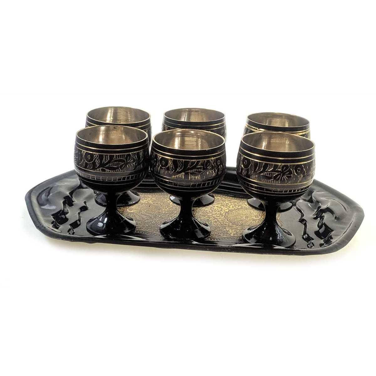 

Рюмки бронзовые черные (н-р 6 шт/50мл.)(h-6,5 см)17х19,5х5,5 см)