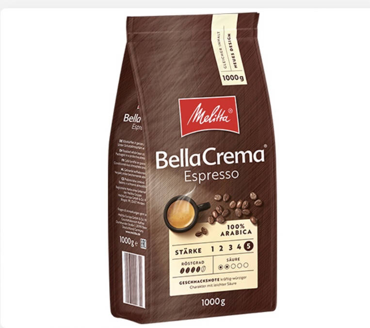 

МЕЛИТТА 1кг Зерно Bella Crema ESPRESSO 100% Арабика *8 (шт) в ящике