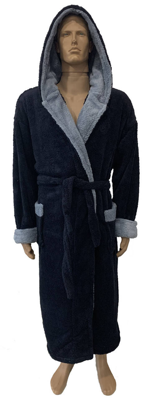 

Халат мужской банный т. синий-серый XL,2XL,3XL,4XL