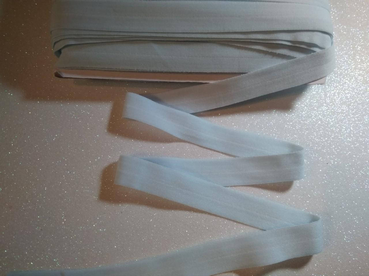 

Трикотажная окантовочная бейка стрейч матовая 2см голубая, Голубой