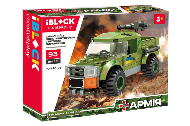 

Конструктор Военный пикап IBLOCK PL-920-96, 93 дет., Разные цвета