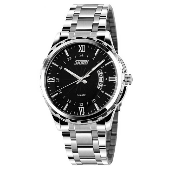 

Skmei 9069 серебристые с черным мужские наручные часы