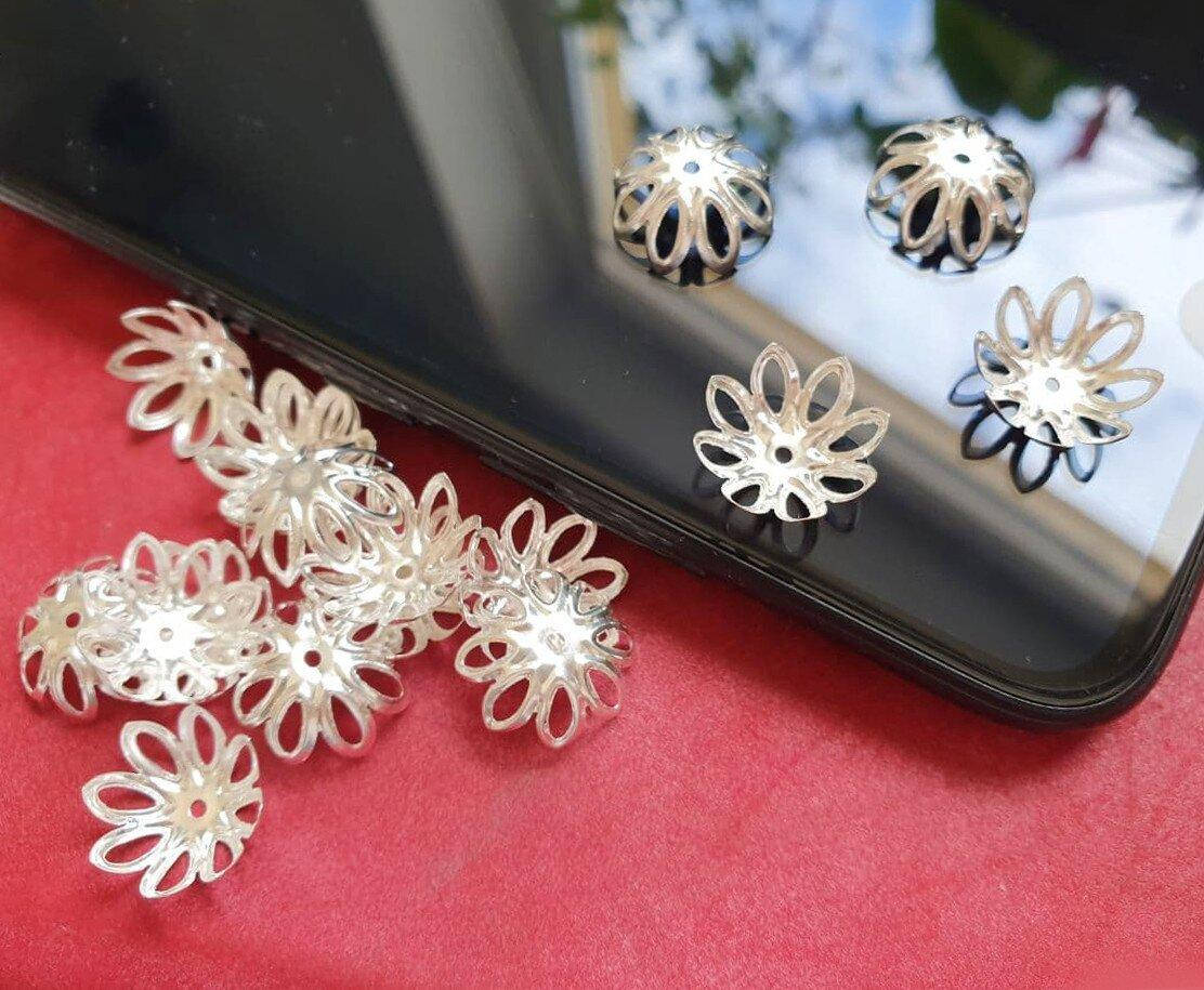 

(5грамм 30шт) Обниматели для бусин,Ø мм шапочки для бусин, серебро (сп7нг-6149)