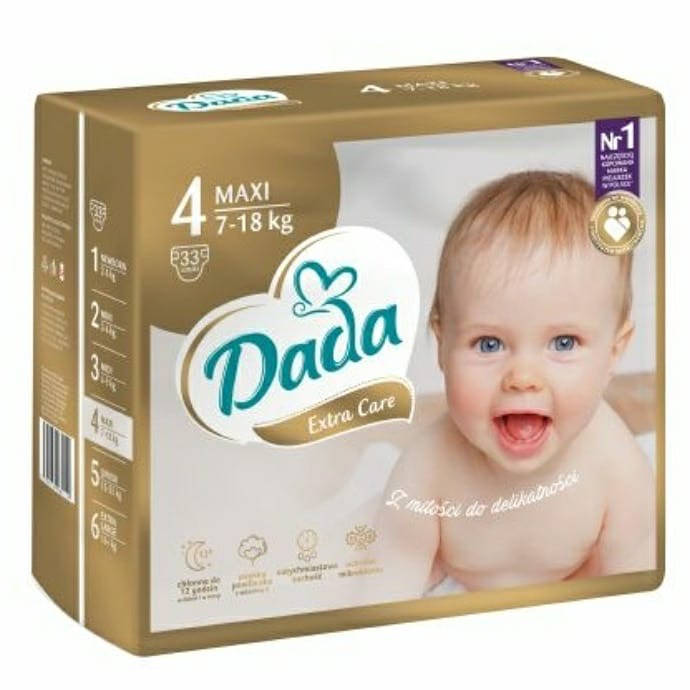

Подгузники Dada Extra Care Maxi 4 (7-18кг), 33шт дада екстра кар, Белый