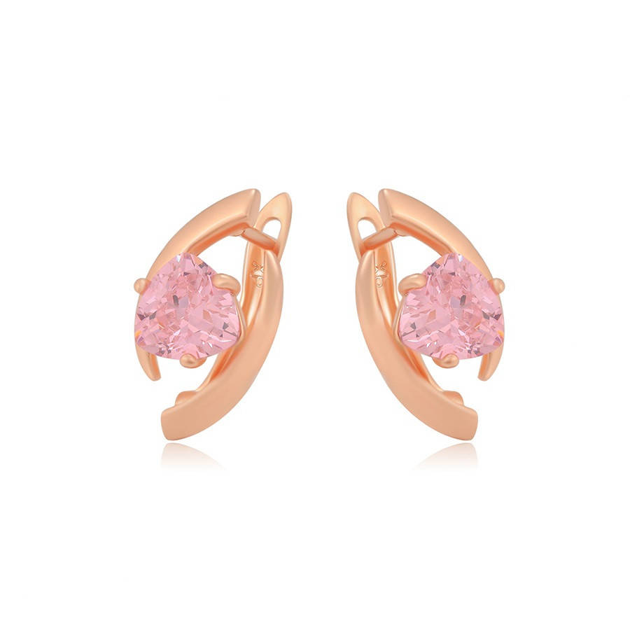 

Серьги с розовыми кристаллами фирма Xuping позолота 18к.