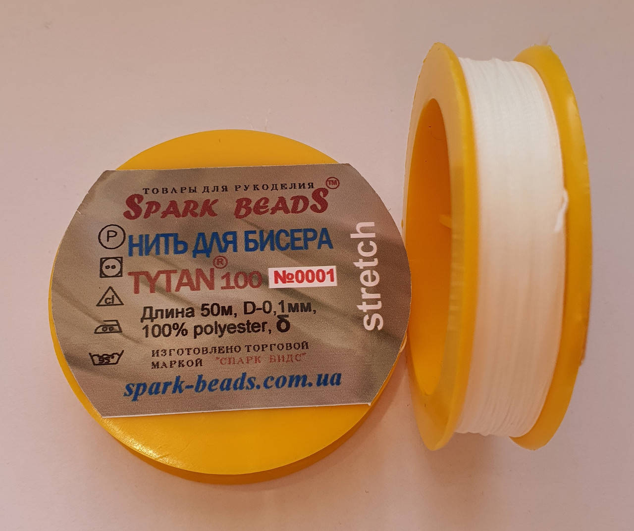 

Нить для бисера, бисерная нить Tytan " Белый (стрейч ) " GOLD 100 м Spark Beads бисероплетение котушка мулине