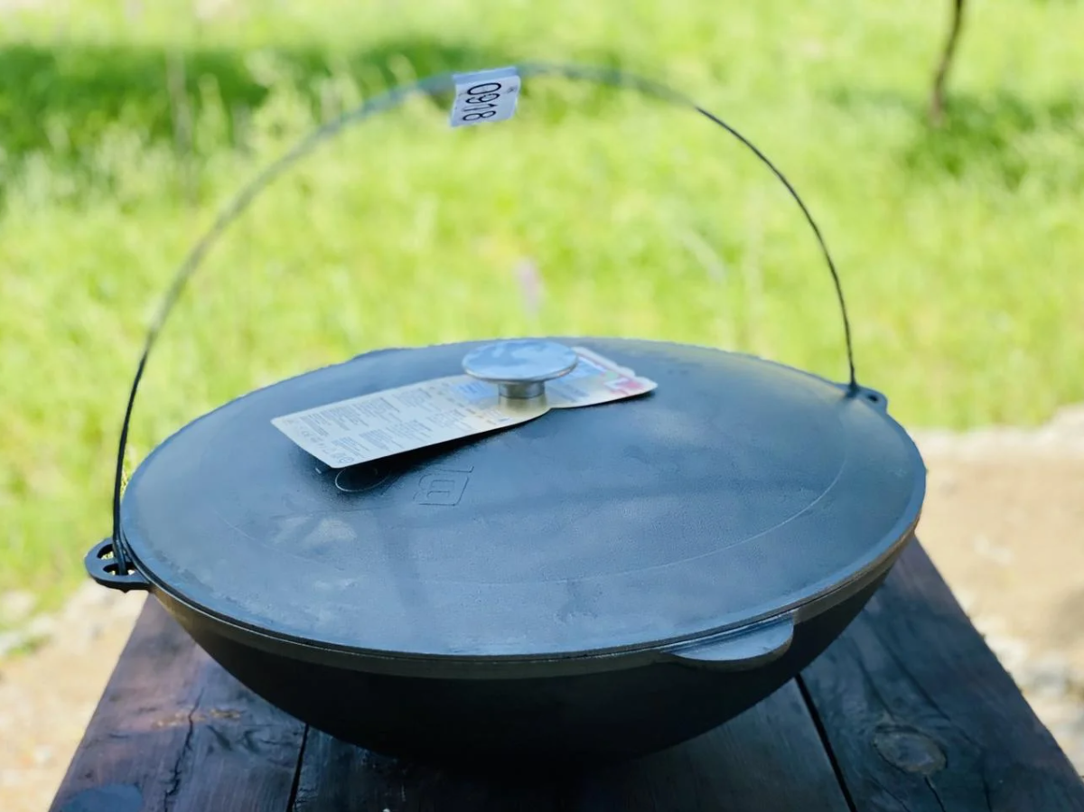 

Чугунный татарский казан с крышкой Brizoll 10л, азіатський казан чавунний